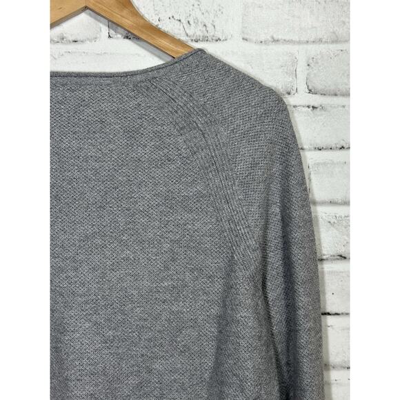 LL Bean Textured Sweater Womens Size L Grey Cotton Ribbed Cozy Cabincore Stretch - Picture 6 of 9